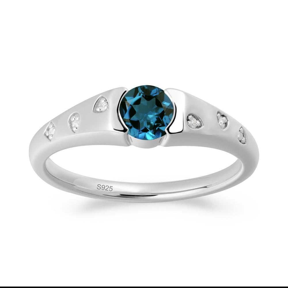 Minimalist Round London Blue Topaz Promise Ring - LUO Jewelry #metal_sterling silver