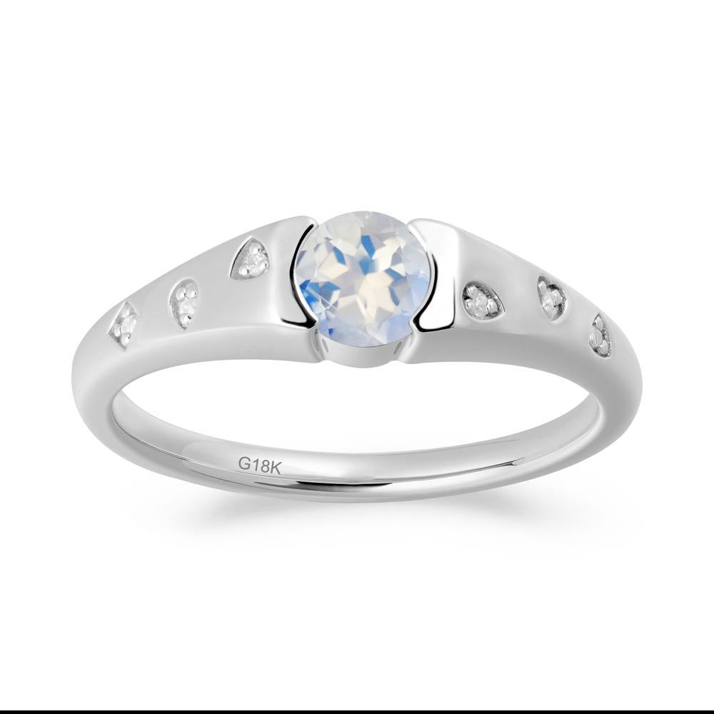 Minimalist Round Moonstone Promise Ring - LUO Jewelry #metal_18k white gold