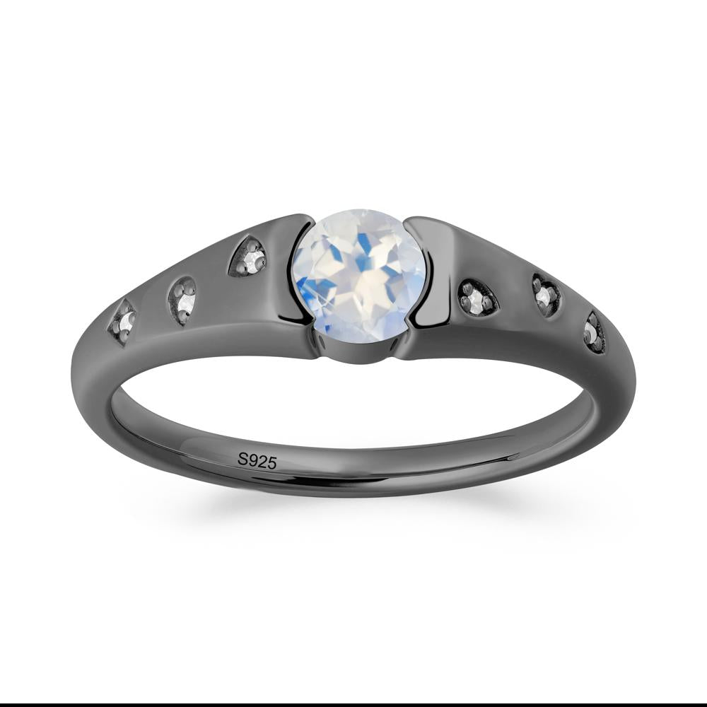 Minimalist Round Moonstone Promise Ring - LUO Jewelry #metal_black finish sterling silver