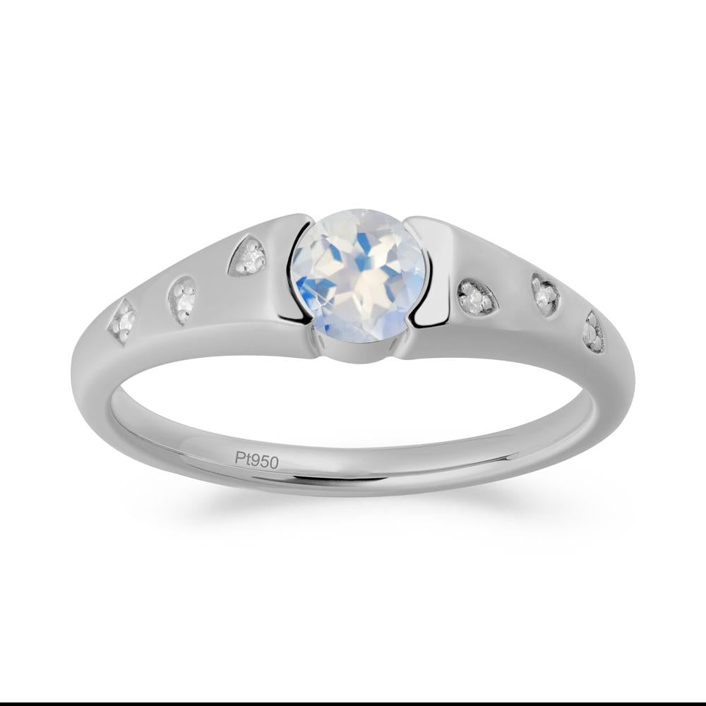 Minimalist Round Moonstone Promise Ring - LUO Jewelry #metal_platinum