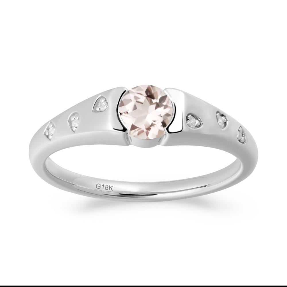 Minimalist Round Morganite Promise Ring - LUO Jewelry #metal_18k white gold