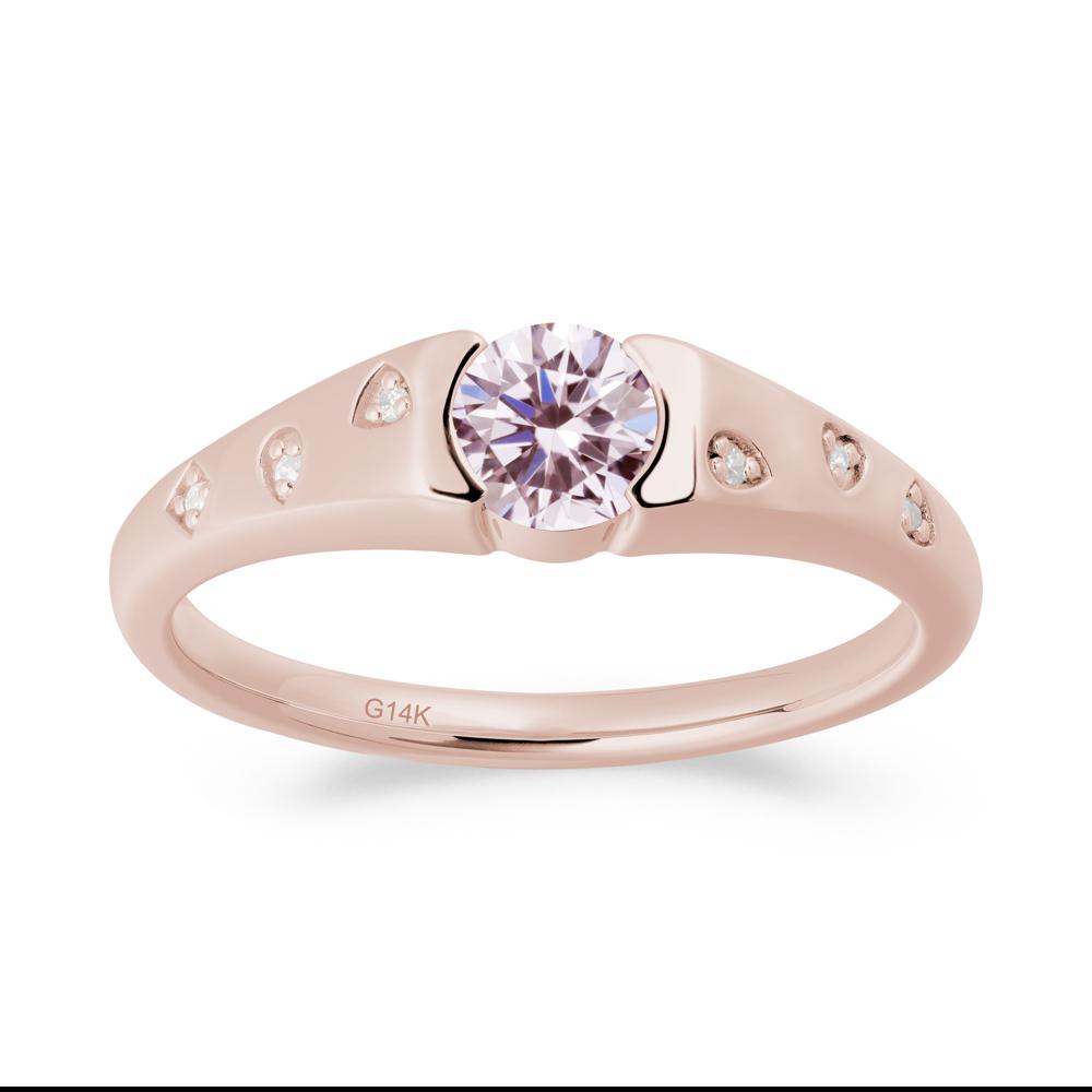 Minimalist Round Pink Cubic Zirconia Promise Ring - LUO Jewelry #metal_14k rose gold