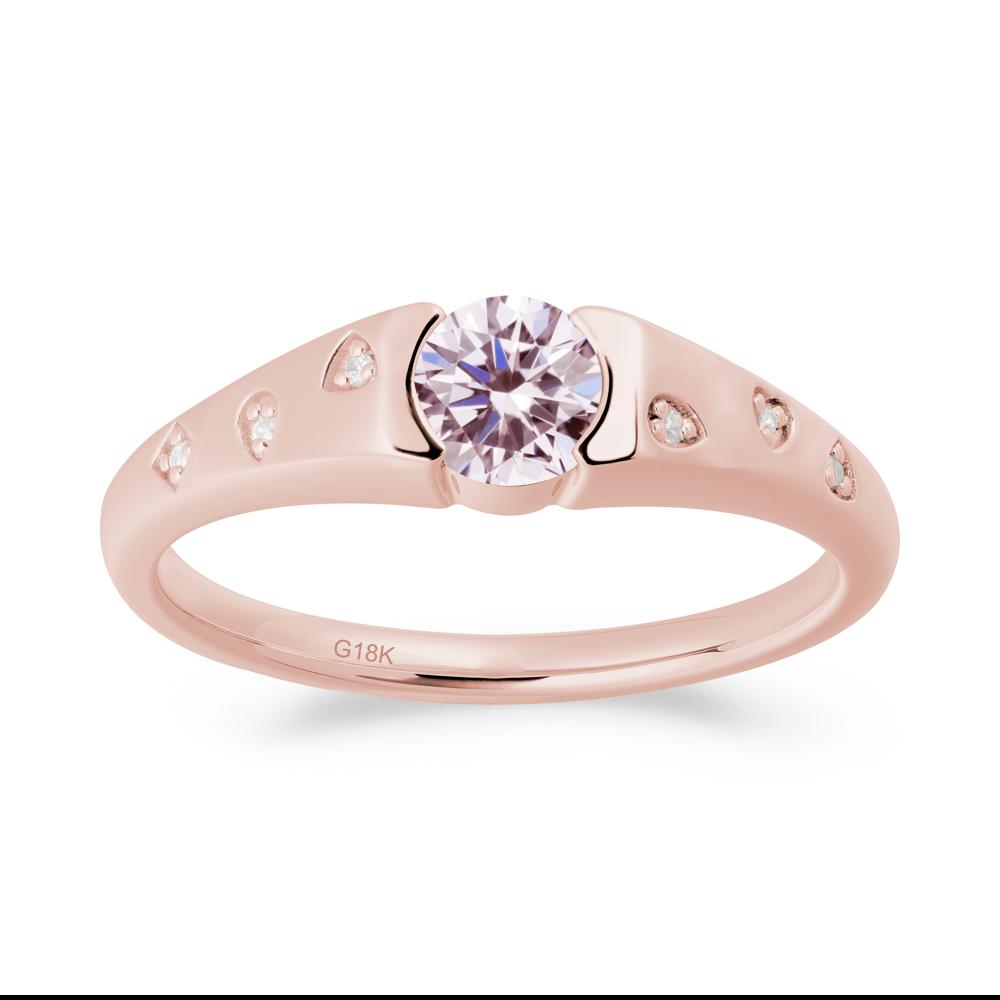 Minimalist Round Pink Cubic Zirconia Promise Ring - LUO Jewelry #metal_18k rose gold