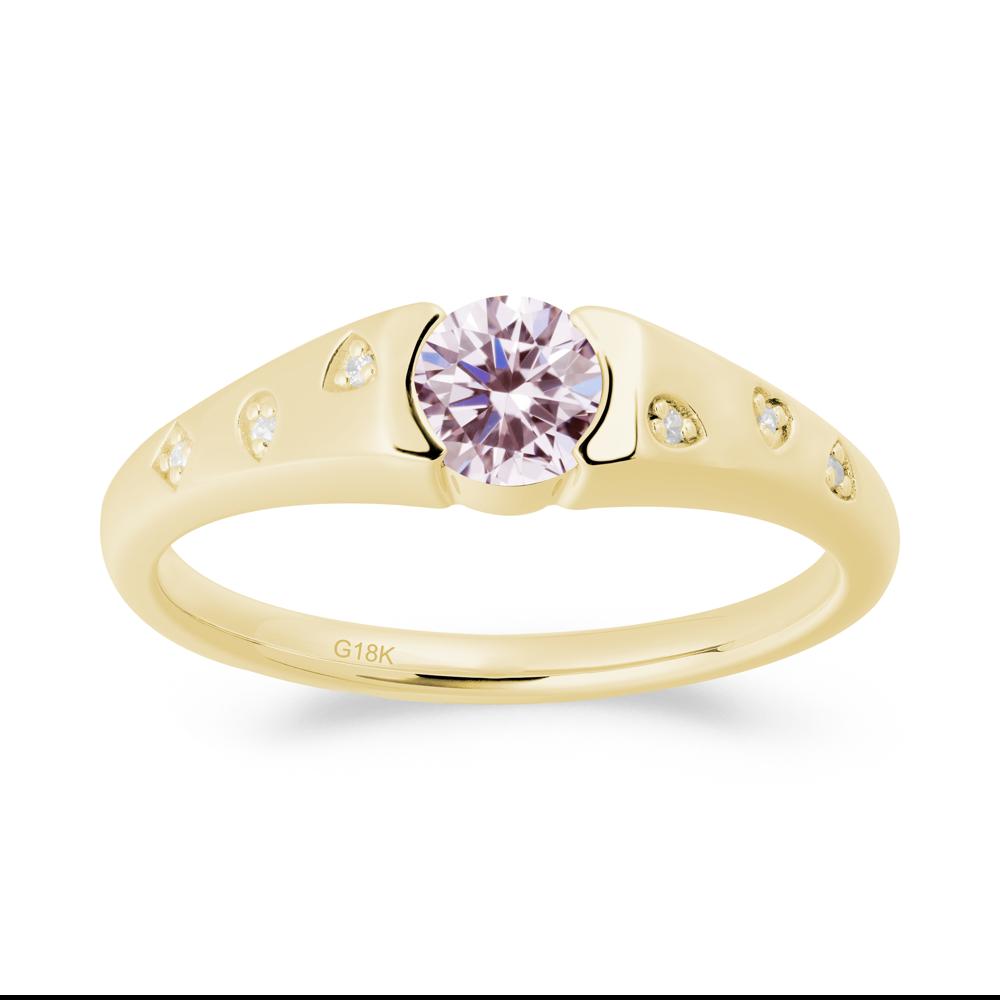 Minimalist Round Pink Cubic Zirconia Promise Ring - LUO Jewelry #metal_18k yellow gold
