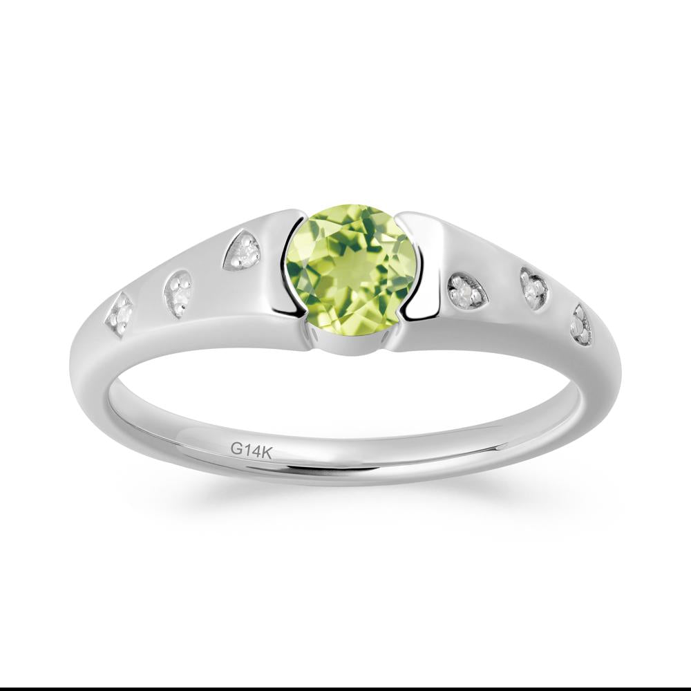Minimalist Round Peridot Promise Ring - LUO Jewelry #metal_14k white gold