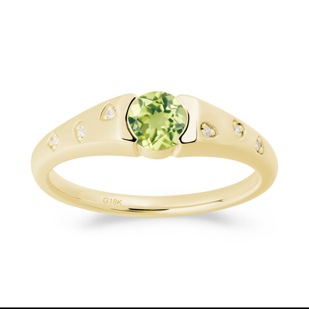 Minimalist Round Peridot Promise Ring - LUO Jewelry #metal_18k yellow gold