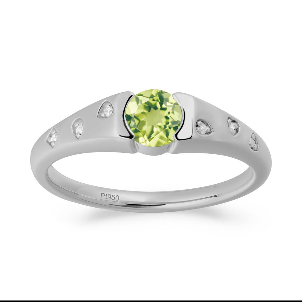 Minimalist Round Peridot Promise Ring - LUO Jewelry #metal_platinum