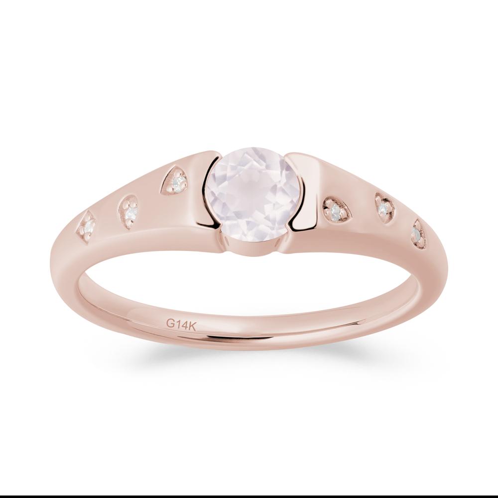 Minimalist Round Rose Quartz Promise Ring - LUO Jewelry #metal_14k rose gold