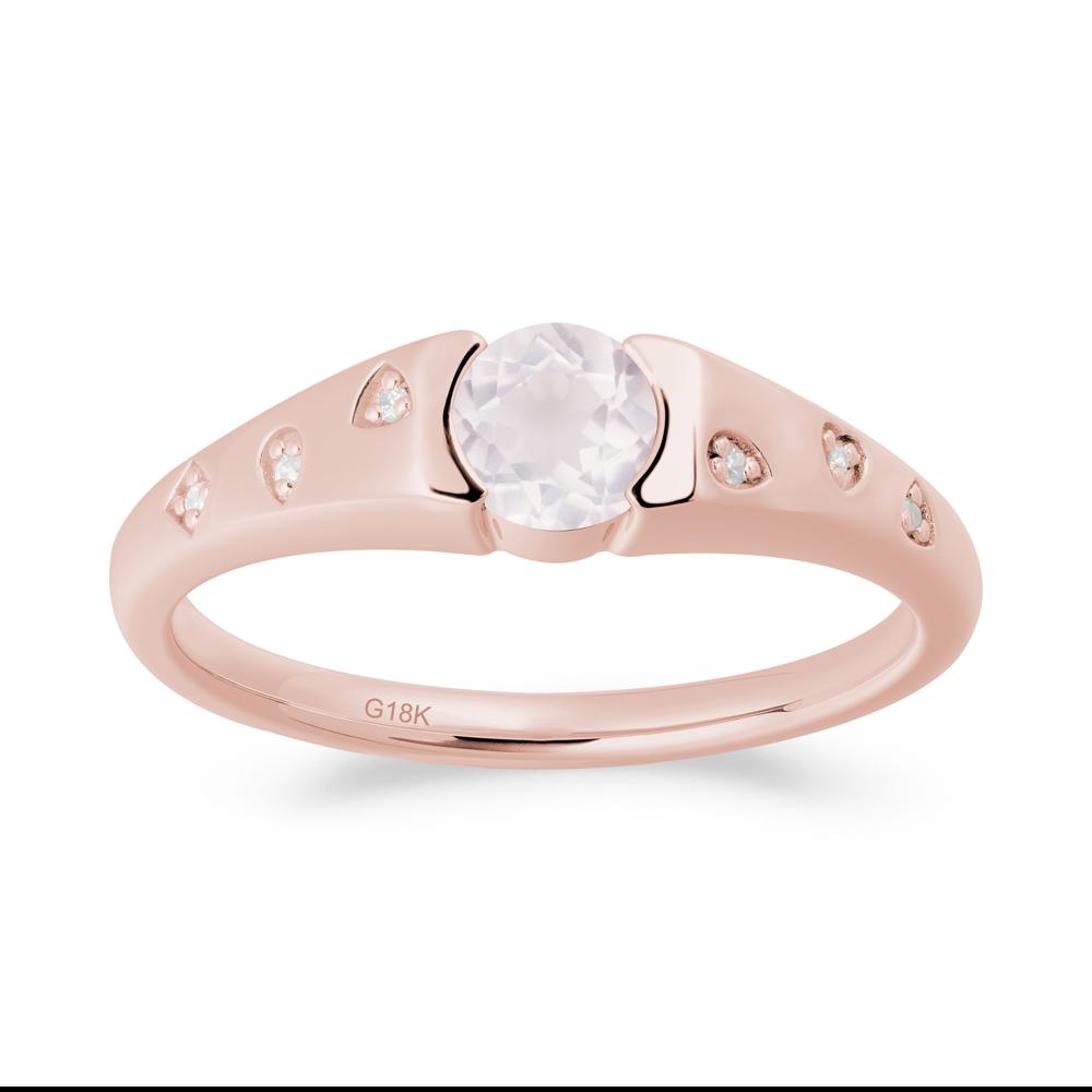 Minimalist Round Rose Quartz Promise Ring - LUO Jewelry #metal_18k rose gold