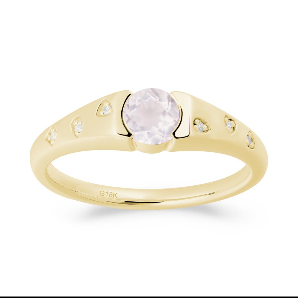 Minimalist Round Rose Quartz Promise Ring - LUO Jewelry #metal_18k yellow gold