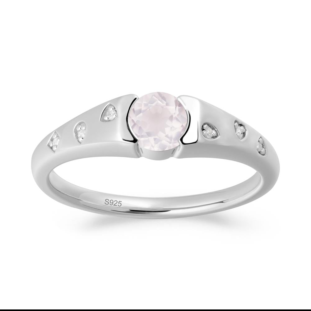 Minimalist Round Rose Quartz Promise Ring - LUO Jewelry #metal_sterling silver