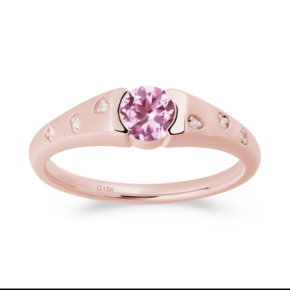 Minimalist Round Pink Sapphire Promise Ring - LUO Jewelry #metal_18k rose gold
