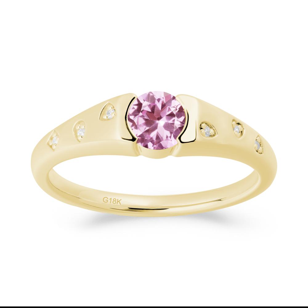 Minimalist Round Pink Sapphire Promise Ring - LUO Jewelry #metal_18k yellow gold