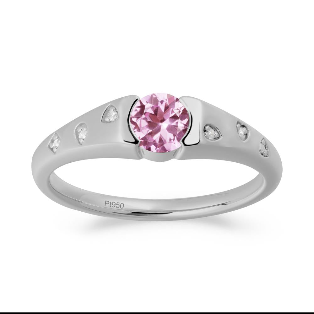 Minimalist Round Pink Sapphire Promise Ring - LUO Jewelry #metal_platinum