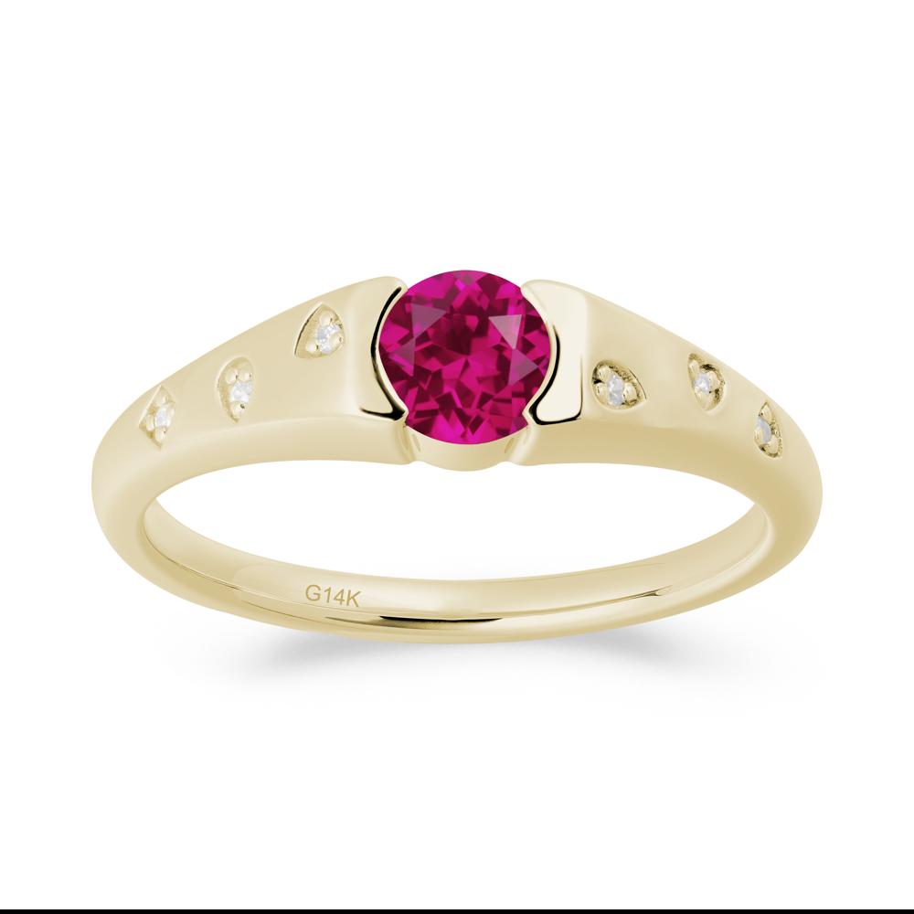 Minimalist Round Ruby Promise Ring - LUO Jewelry #metal_14k yellow gold