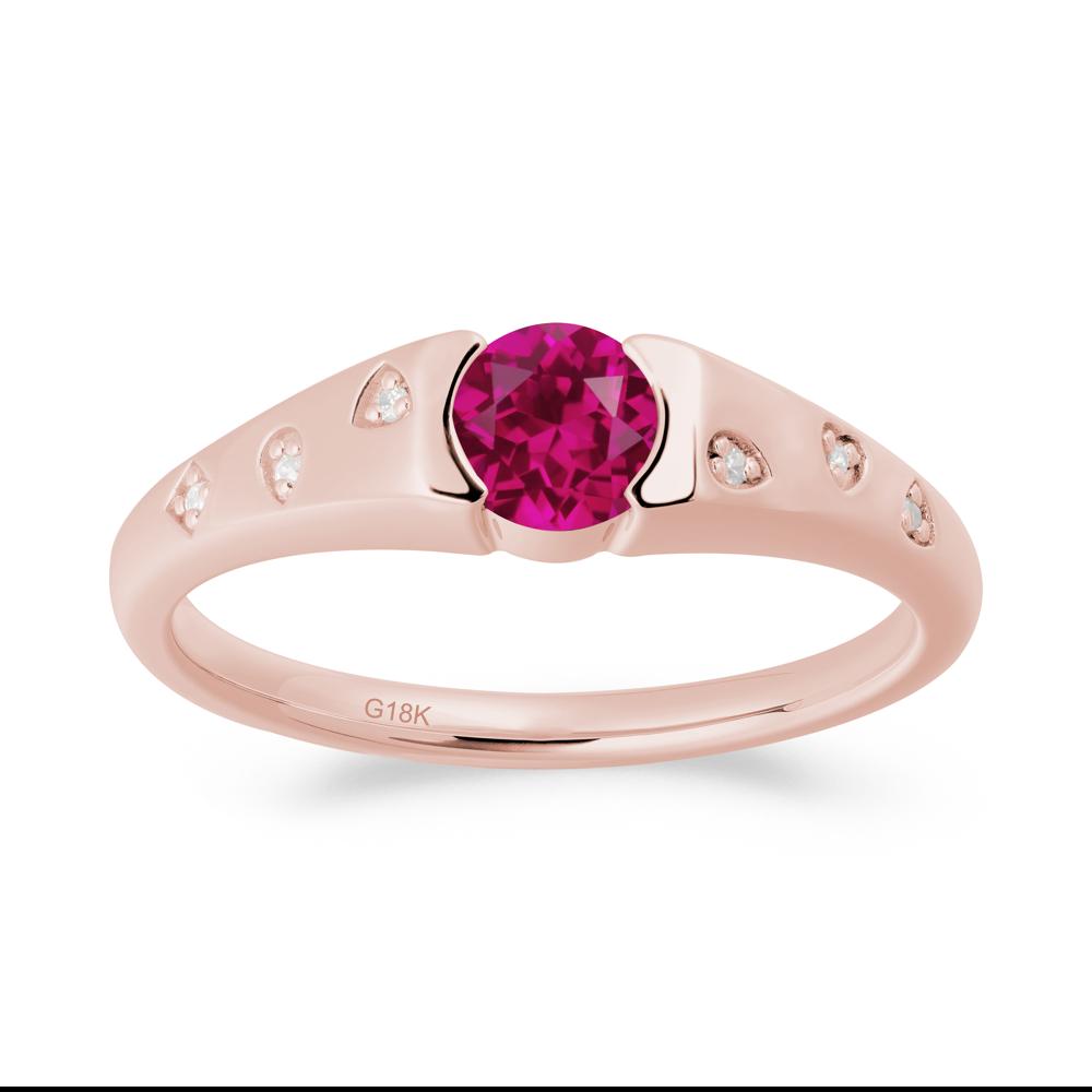 Minimalist Round Ruby Promise Ring - LUO Jewelry #metal_18k rose gold