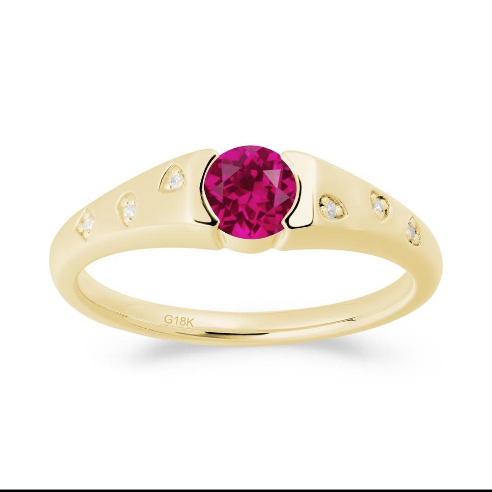 Minimalist Round Ruby Promise Ring - LUO Jewelry #metal_18k yellow gold