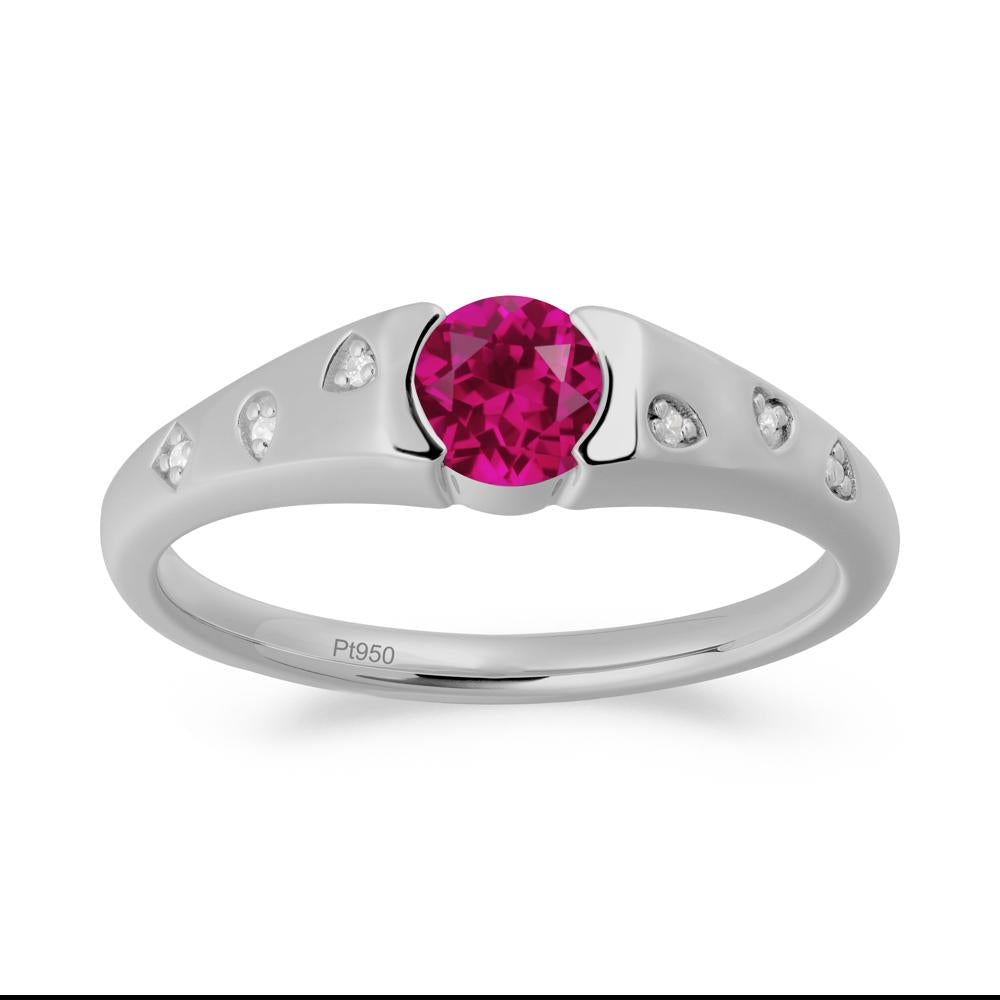 Minimalist Round Ruby Promise Ring - LUO Jewelry #metal_platinum