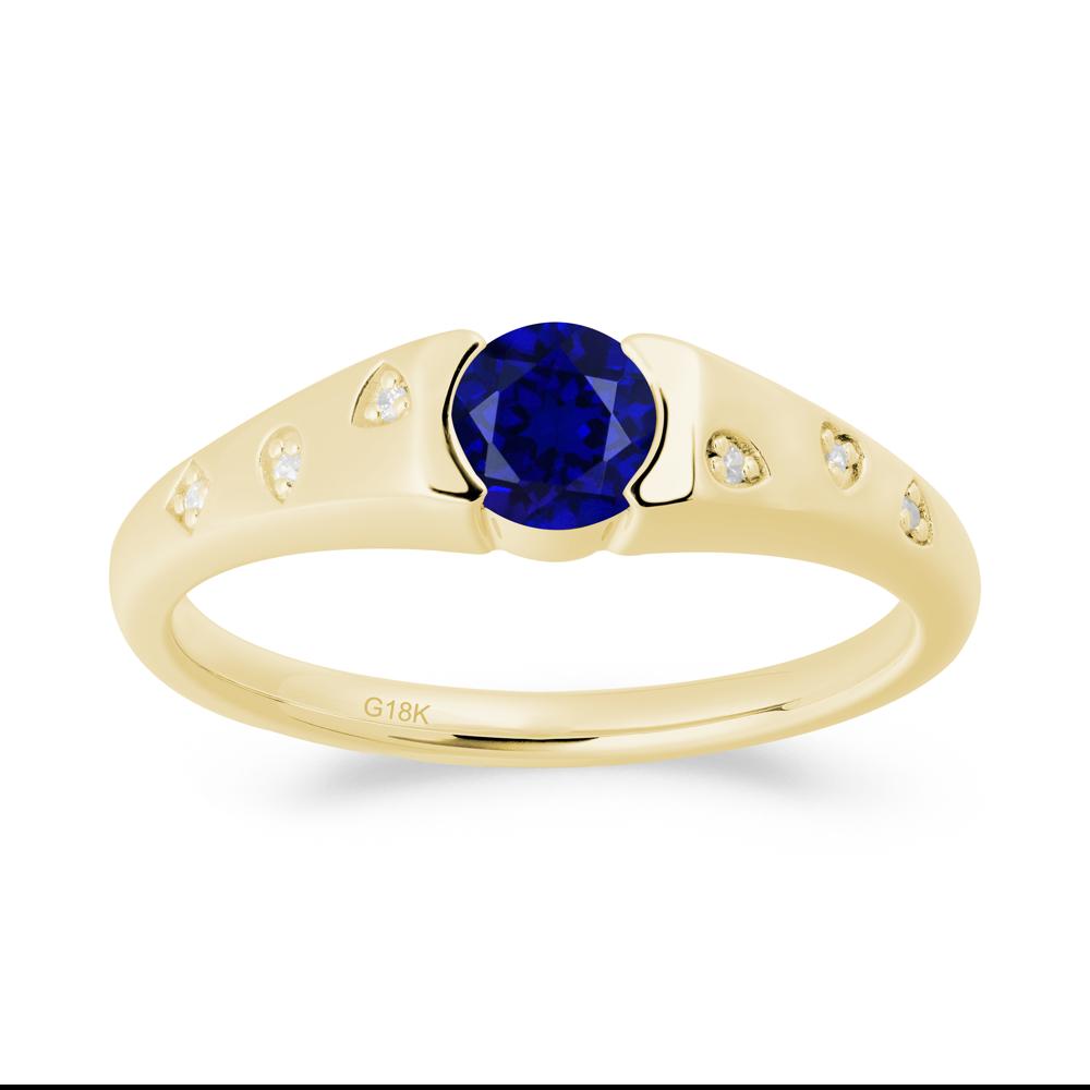 Minimalist Round Sapphire Promise Ring - LUO Jewelry #metal_18k yellow gold