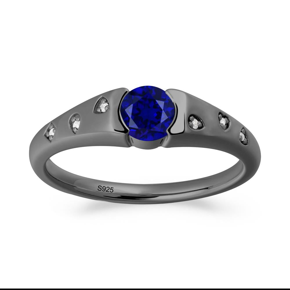 Minimalist Round Sapphire Promise Ring - LUO Jewelry #metal_black finish sterling silver