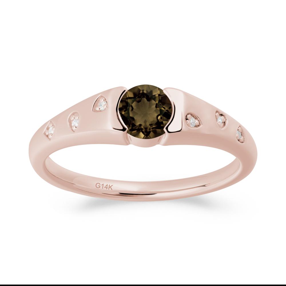 Minimalist Round Smoky Quartz Promise Ring - LUO Jewelry #metal_14k rose gold