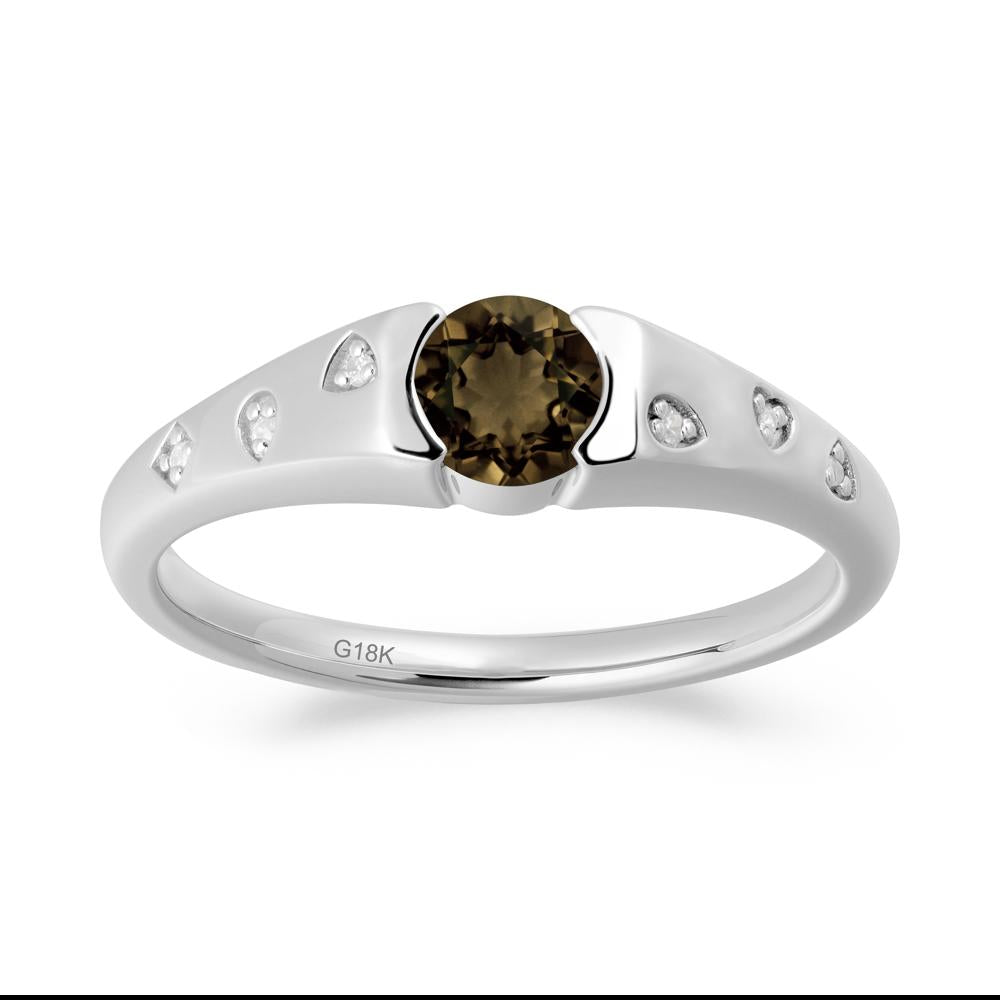 Minimalist Round Smoky Quartz Promise Ring - LUO Jewelry #metal_18k white gold