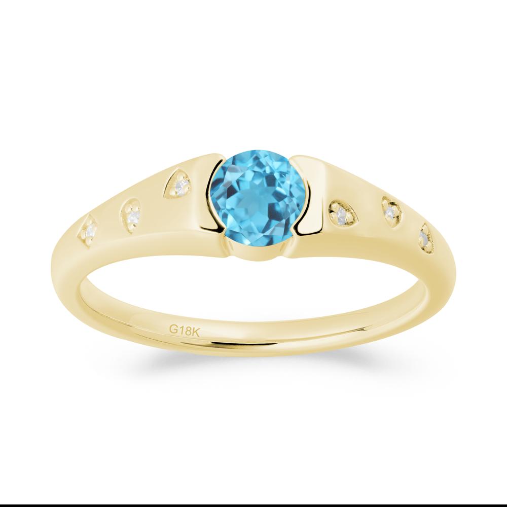 Minimalist Round Swiss Blue Topaz Promise Ring - LUO Jewelry #metal_18k yellow gold