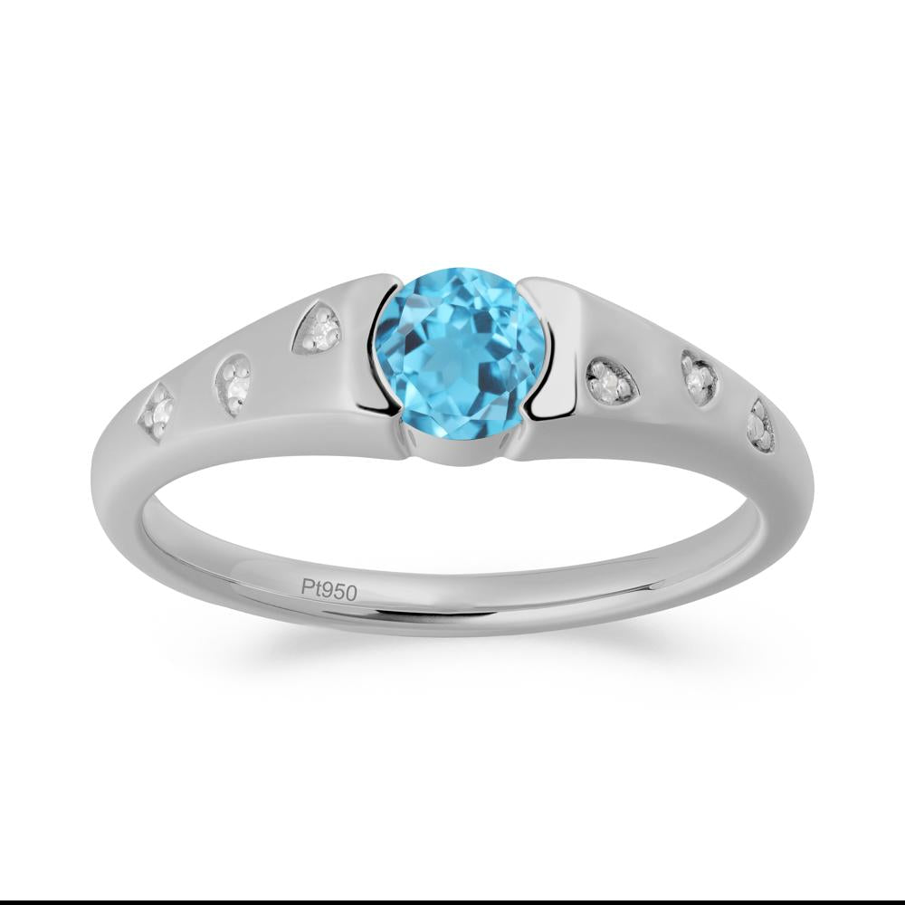 Minimalist Round Swiss Blue Topaz Promise Ring - LUO Jewelry #metal_platinum