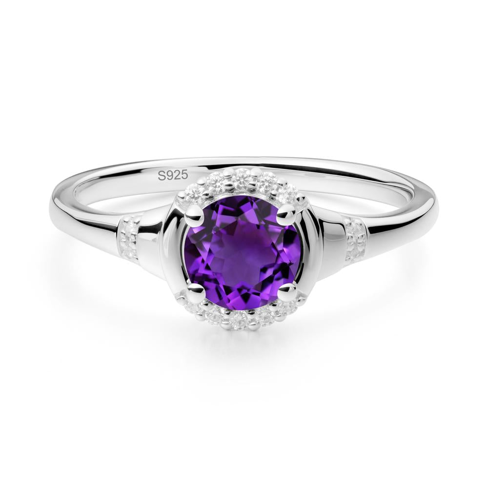 Amethyst Halo Statement Ring - LUO Jewelry #metal_sterling silver