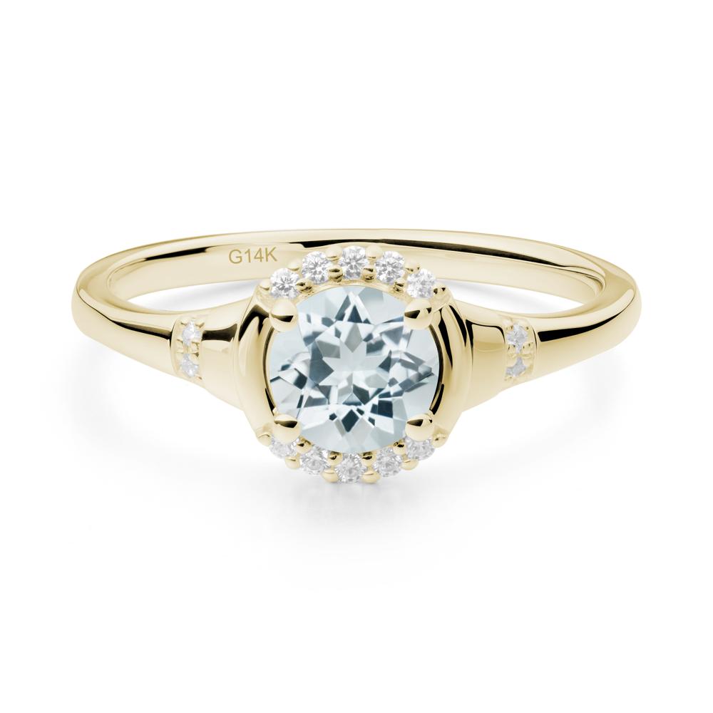 Aquamarine Halo Statement Ring - LUO Jewelry #metal_14k yellow gold