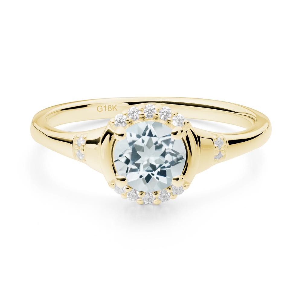 Aquamarine Halo Statement Ring - LUO Jewelry #metal_18k yellow gold