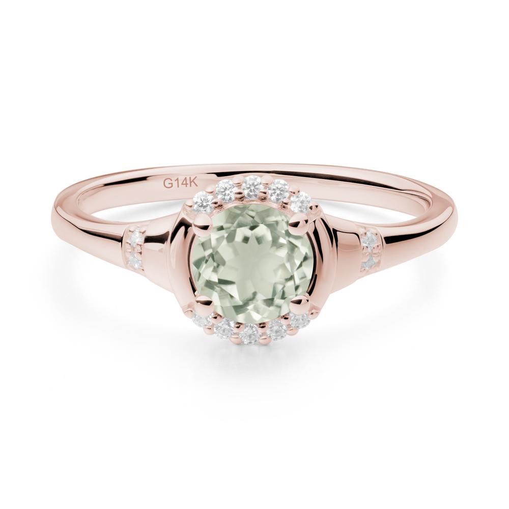 Green Amethyst Halo Statement Ring - LUO Jewelry #metal_14k rose gold