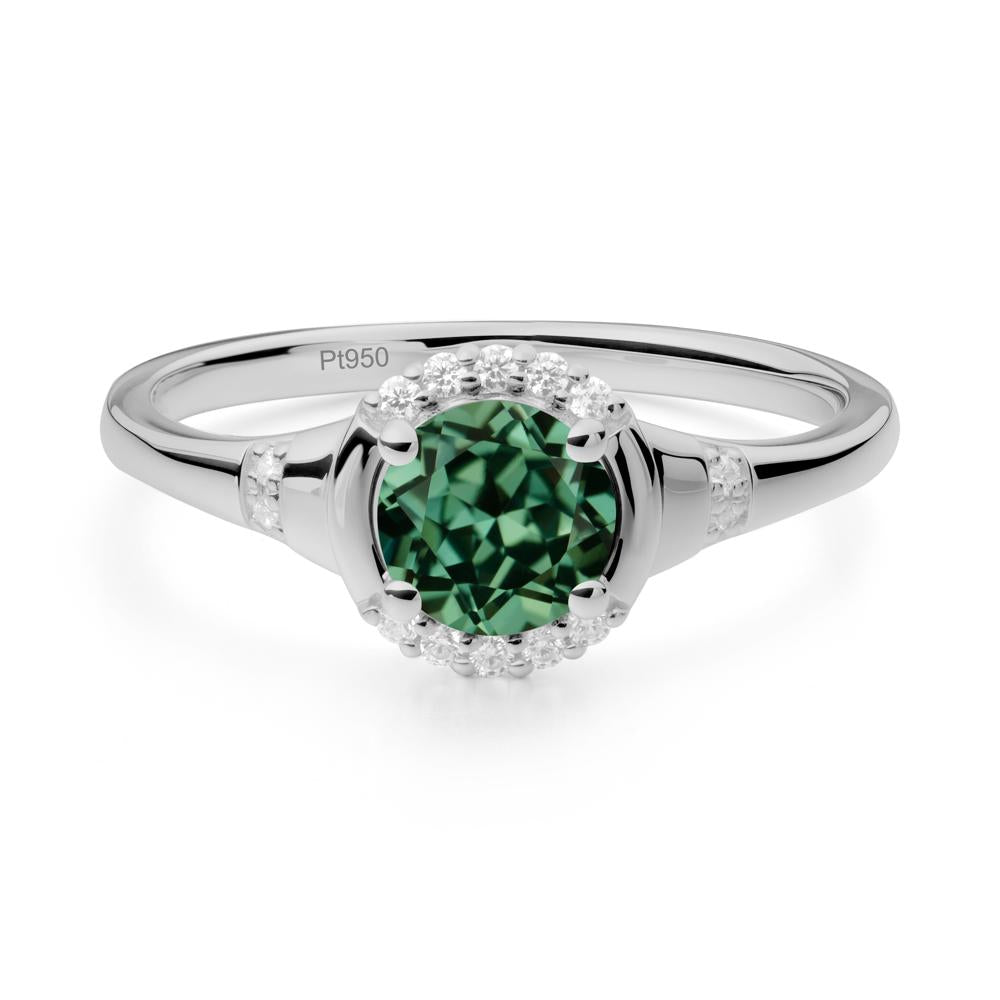 Green Sapphire Halo Statement Ring - LUO Jewelry #metal_platinum