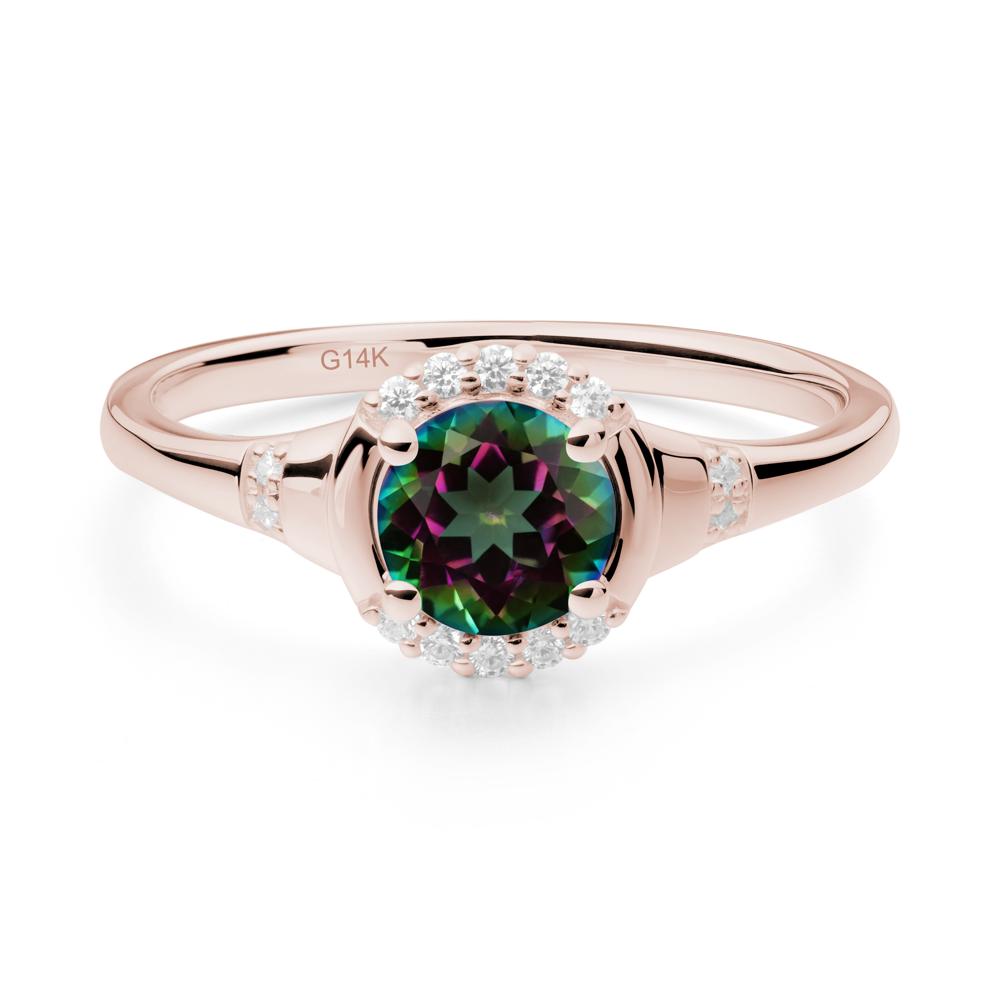 Round Mystic Topaz Halo Ring - LUO Jewelry #metal_14k rose gold