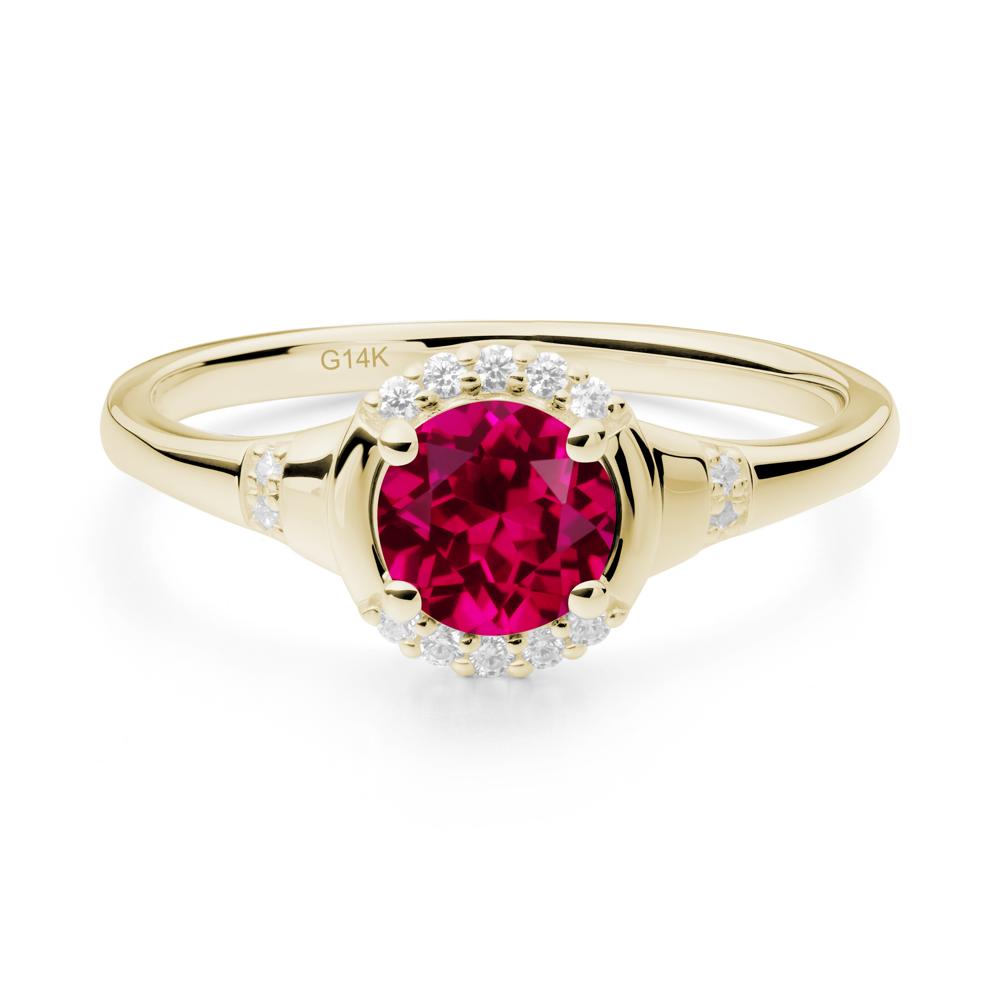 Ruby Halo Statement Ring - LUO Jewelry #metal_14k yellow gold