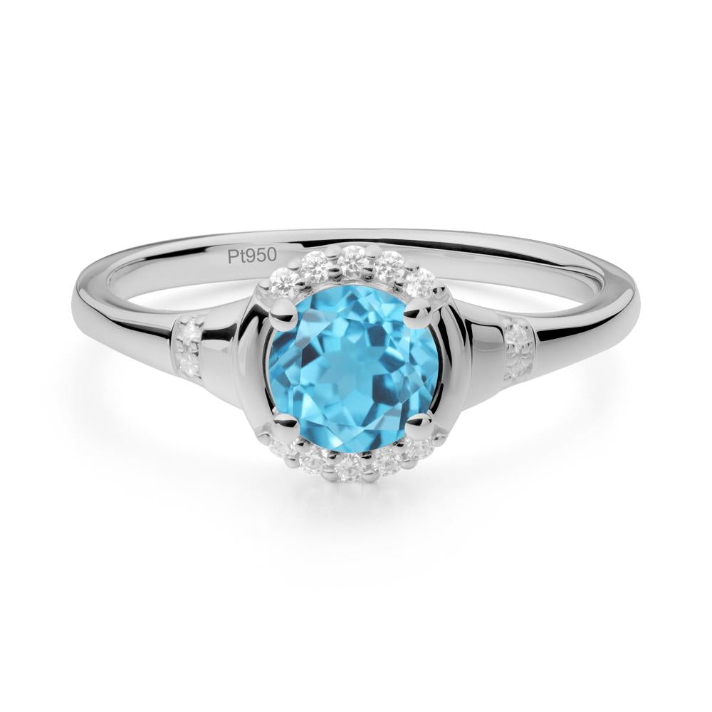 Swiss Blue Topaz Halo Statement Ring - LUO Jewelry #metal_platinum