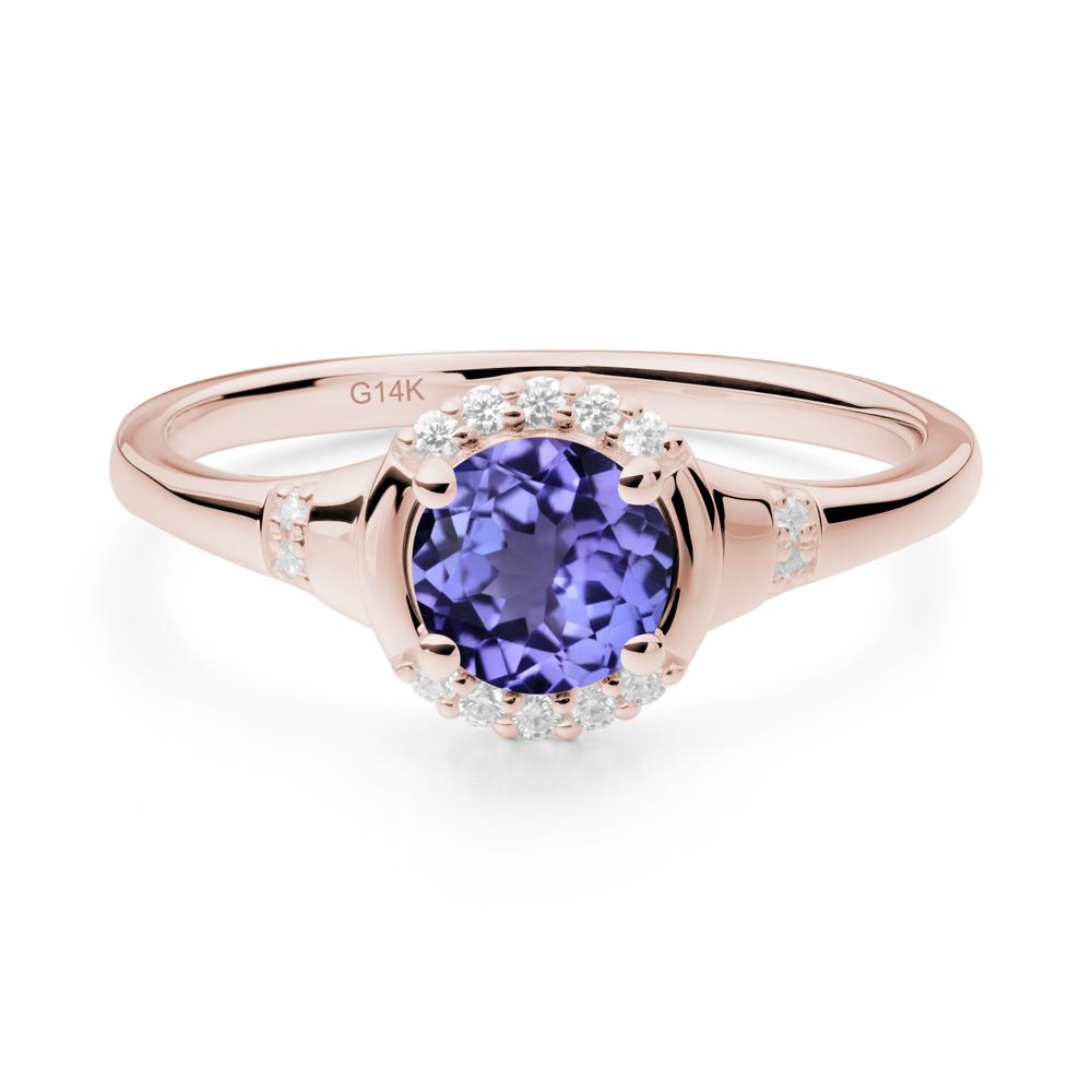 Tanzanite Halo Statement Ring - LUO Jewelry #metal_14k rose gold