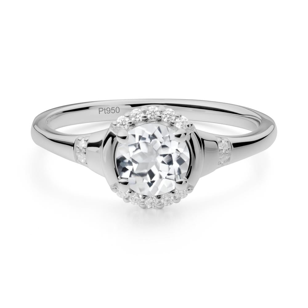 Round White Topaz Halo Ring - LUO Jewelry #metal_platinum