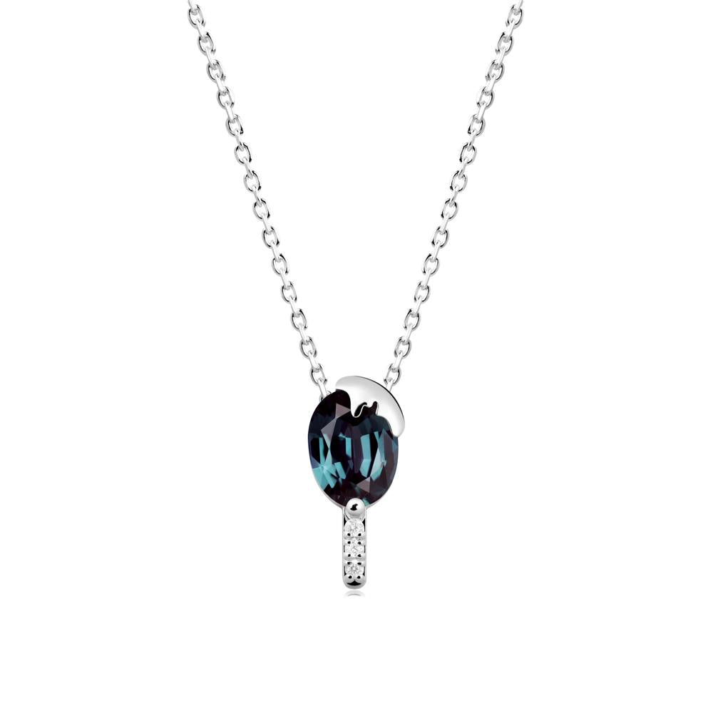 Unique Oval Alexandrite Necklace - LUO Jewelry #metal_18k white gold