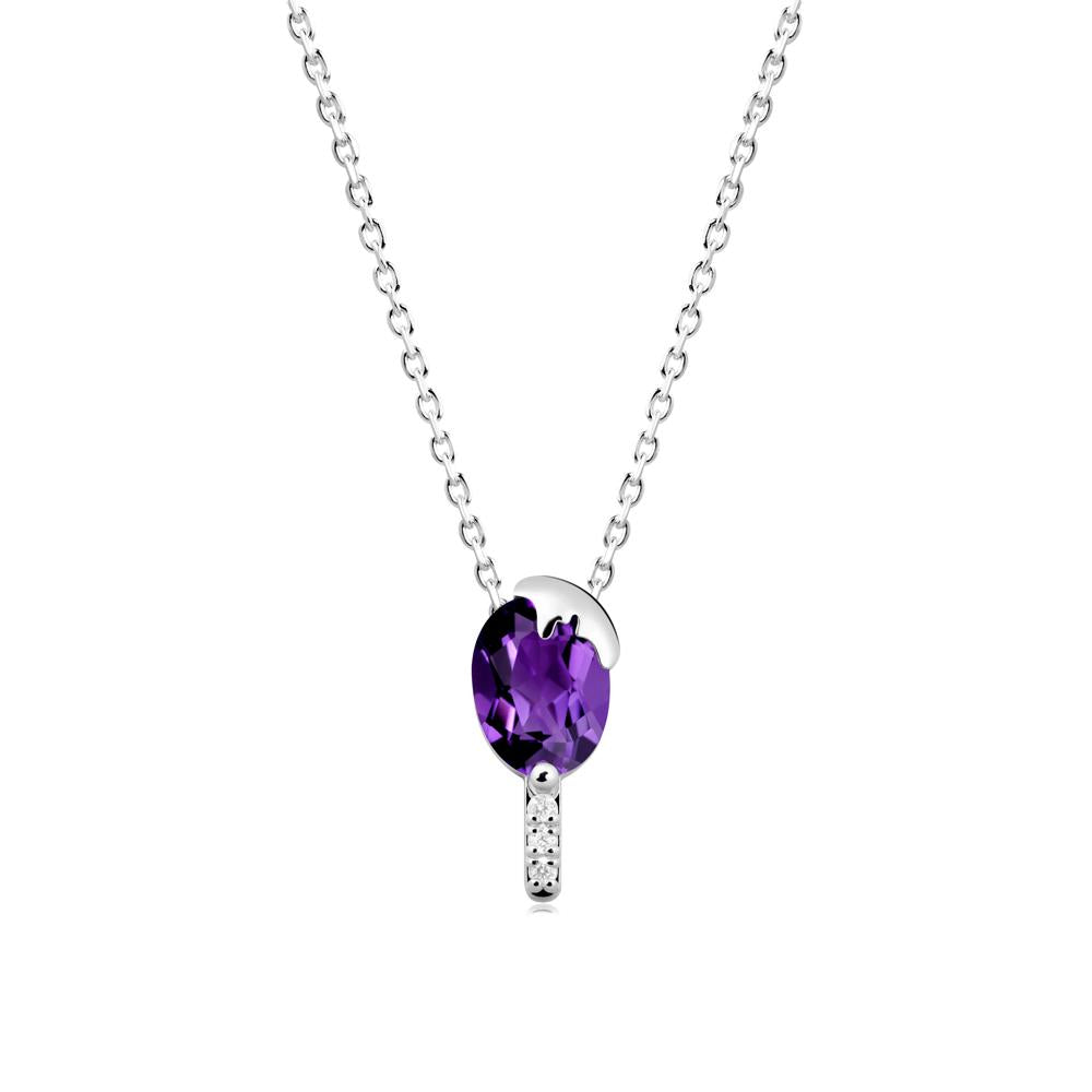 Unique Oval Amethyst Necklace - LUO Jewelry #metal_sterling silver