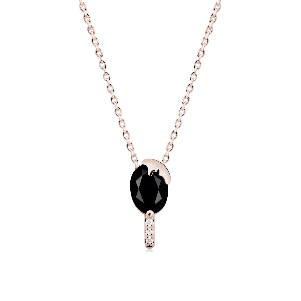 Popsicle Inspired Oval Black Spinel Pendant - LUO Jewelry #metal_14k rose gold