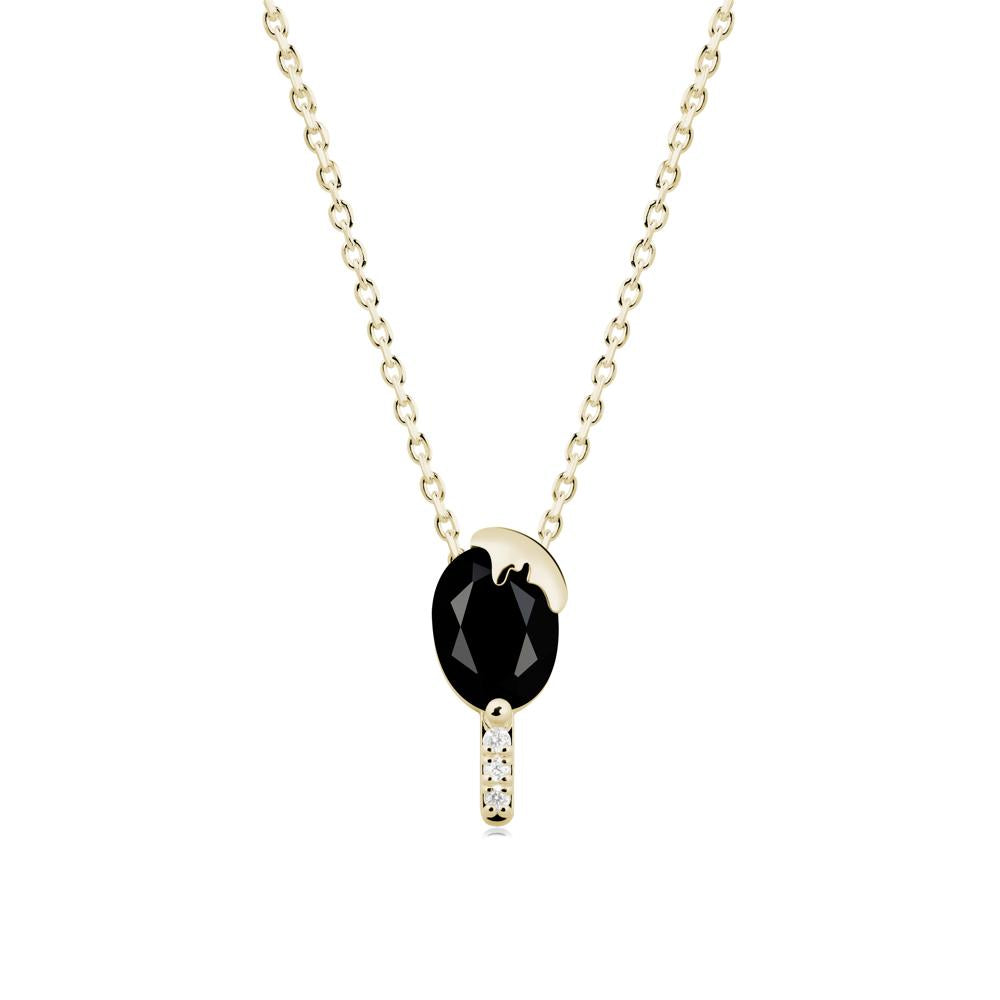 Popsicle Inspired Oval Black Spinel Pendant - LUO Jewelry #metal_14k yellow gold