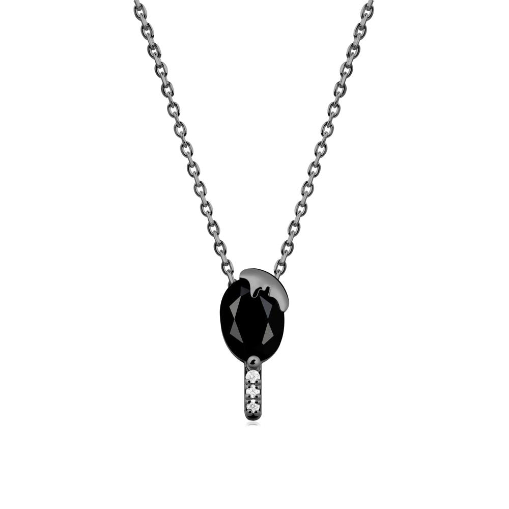Popsicle Inspired Oval Black Spinel Pendant - LUO Jewelry #metal_black finish sterling silver