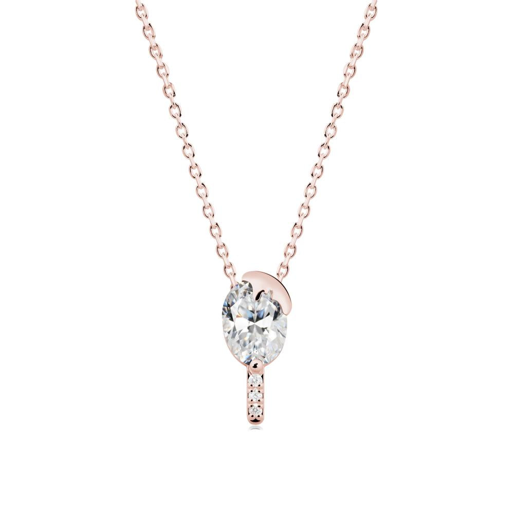 Popsicle Inspired Oval Cubic Zirconia Pendant - LUO Jewelry #metal_18k rose gold
