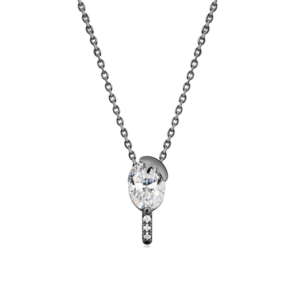 Popsicle Inspired Oval Cubic Zirconia Pendant - LUO Jewelry #metal_black finish sterling silver