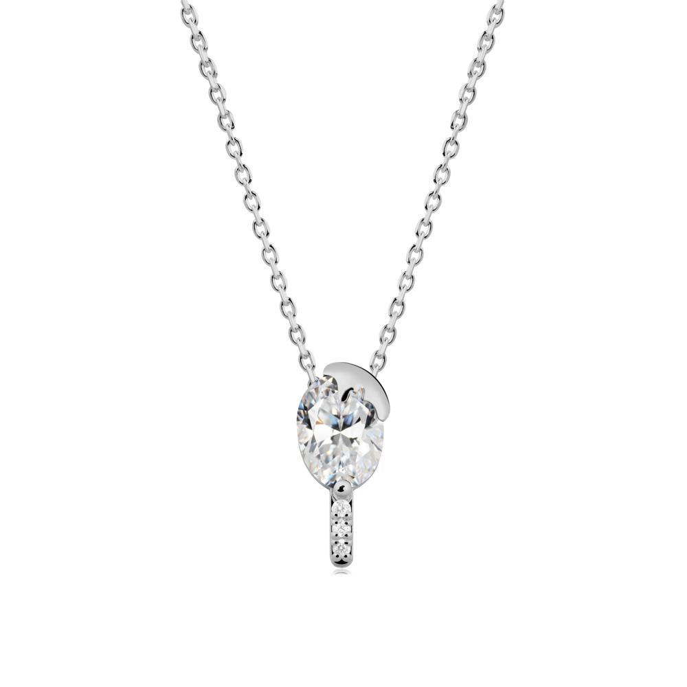 Popsicle Inspired Oval Cubic Zirconia Pendant - LUO Jewelry #metal_platinum