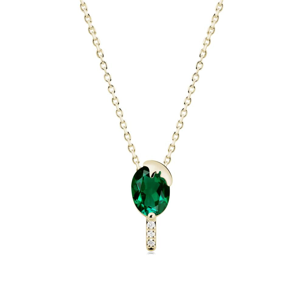 Unique Oval Emerald Necklace - LUO Jewelry #metal_14k yellow gold