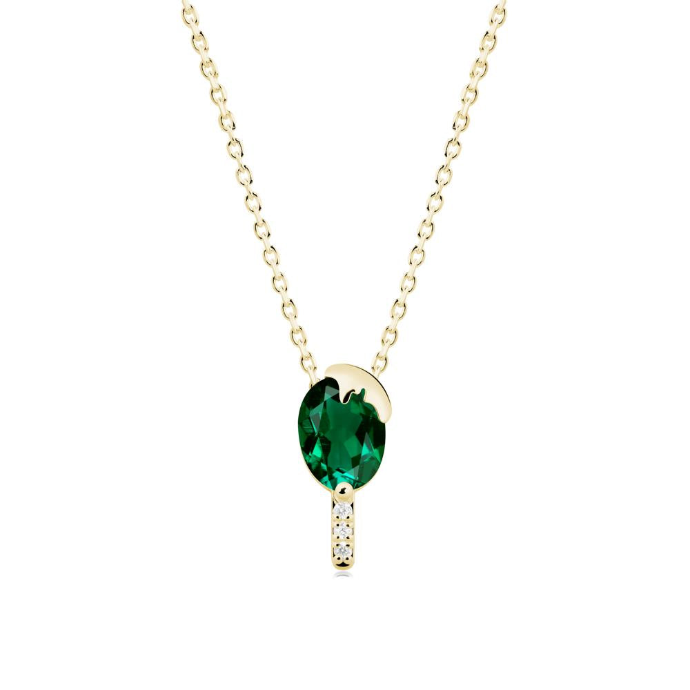 Unique Oval Emerald Necklace - LUO Jewelry #metal_18k yellow gold