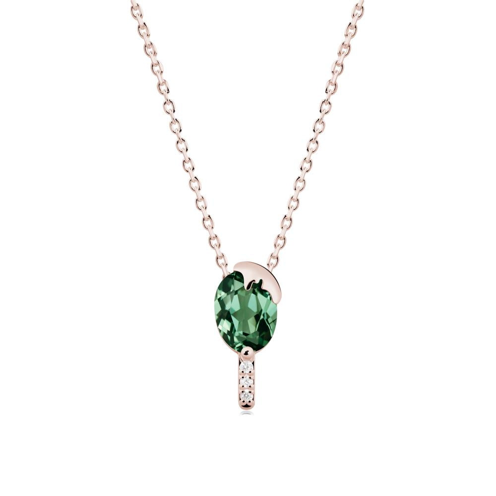 Unique Oval Green Sapphire Necklace - LUO Jewelry #metal_14k rose gold