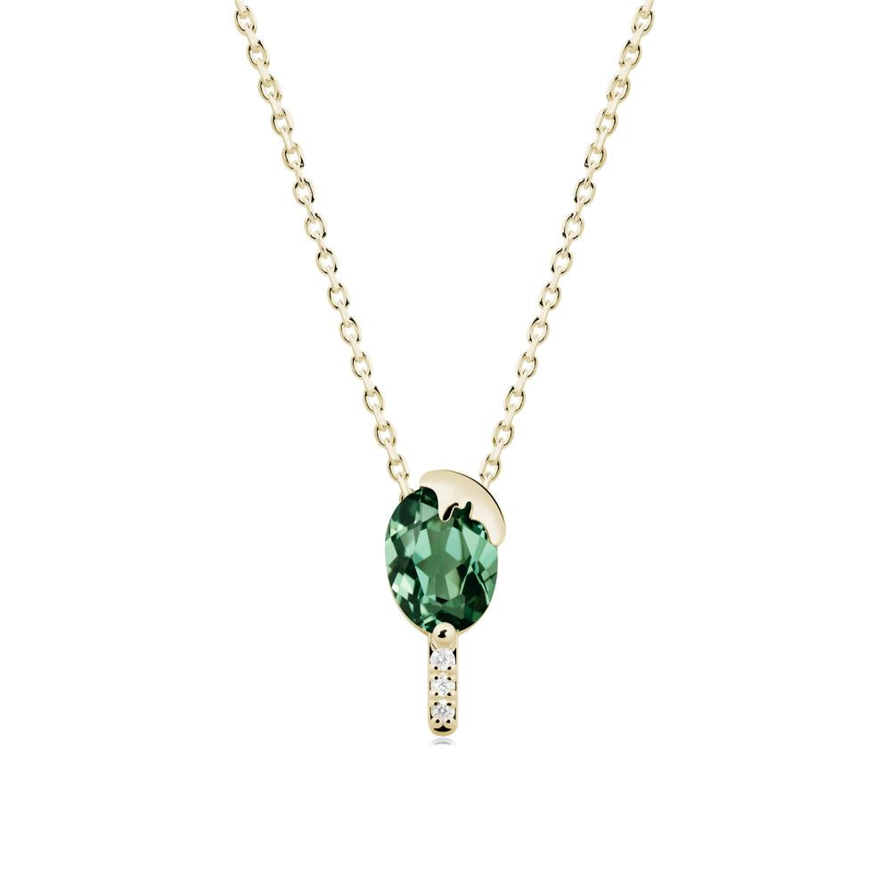 Unique Oval Green Sapphire Necklace - LUO Jewelry #metal_14k yellow gold